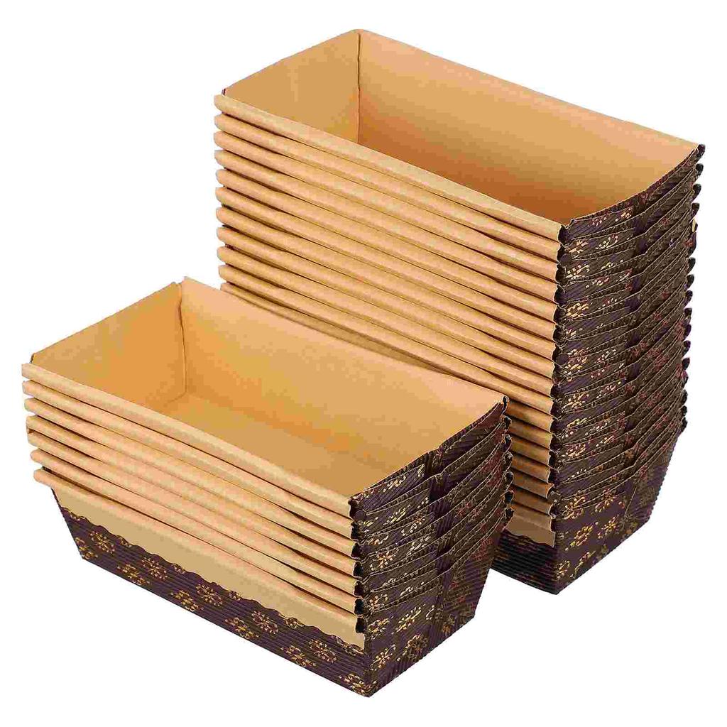 25 Pcs Bread Tray Unique Mold Kitchen Plates Cake Pan Baking Pans Toast Loaf Paper Takeaway Box Practical Loft Molds