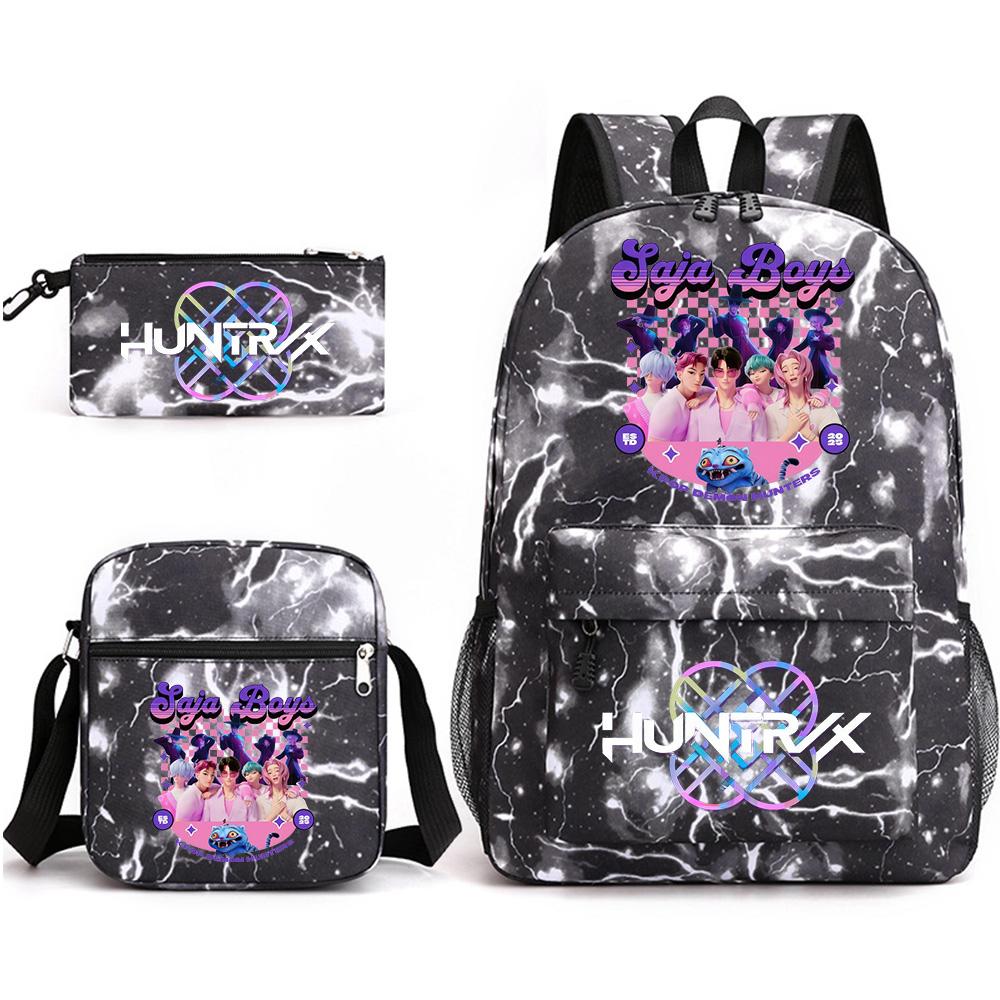 3Pcs/set Cartoon Printed Backpack with Shoulder Bag Pencil Case for Teenager Student Boy Girl School Bag Large Capacity Waterproof Bookbag Kid Gift