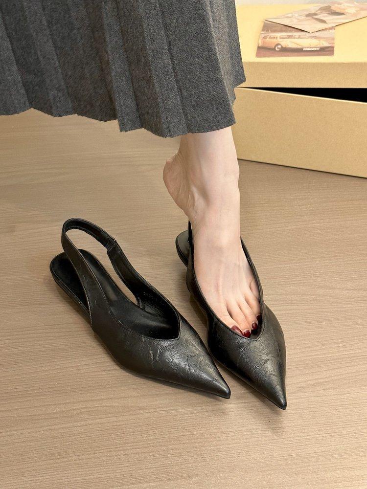 Temperament pointed back empty shoes bag head sandals summer gentle evening wedge heel shoes women
