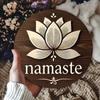 Namaste Lotus Flower Round Metal Sign D Flat Printed Dark Woodgrain Art Tin Plaque Boho Zen Yoga Decor with Intricate White L