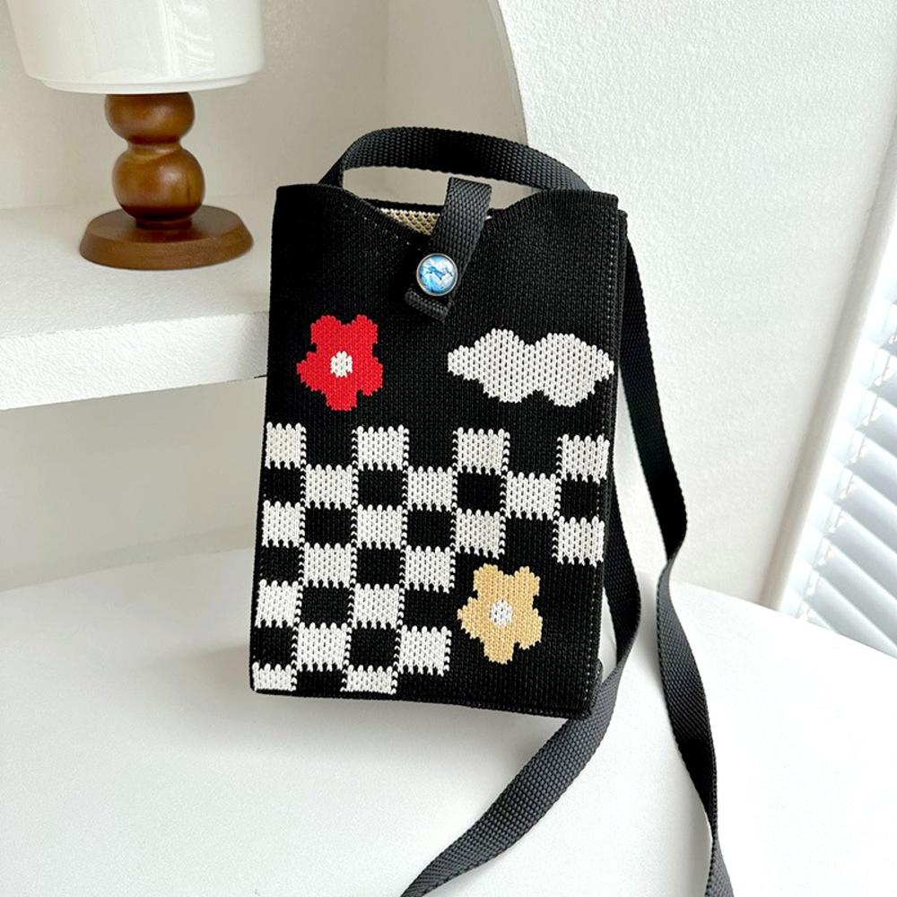 

МОДА 2024, вязаная мини-сумка через плечо для мобильного телефона, корейская универсальная студенческая сумка на плечо для поездок на работу, квадратная маленькая сумочка-кошелек для женщин