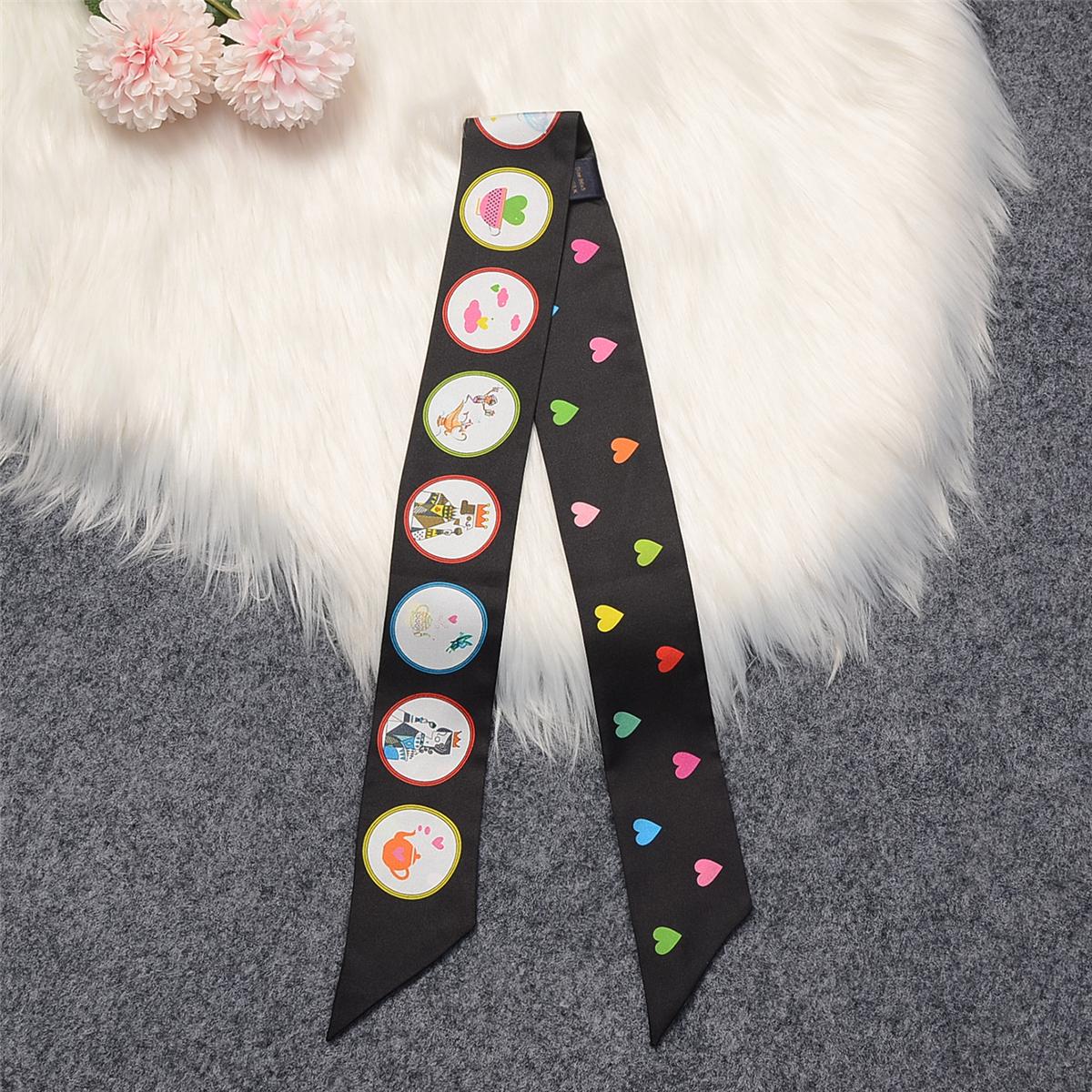 

2023 New 100% Silk Scarf Heart Print Brand Design Natural Silk Women Scarf Foulard Hair Bag Scarves Fashion Neckerchief Headband