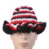Handmade Crochet Bucket Hat for Woman Teen Outdoor Commute Fisherman Hat Ruffled Brim Winter Windproof Carnival Hat