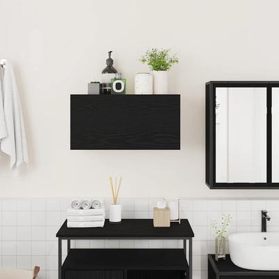 Bathroom Wall Cabinet Black 60 X 25 X 30 Cm Engineered Wood