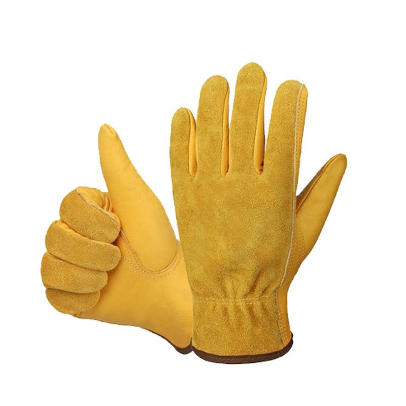 Work Gloves Cowhide Leather Gardening Mechanical Welding Safety For Industrial Use
