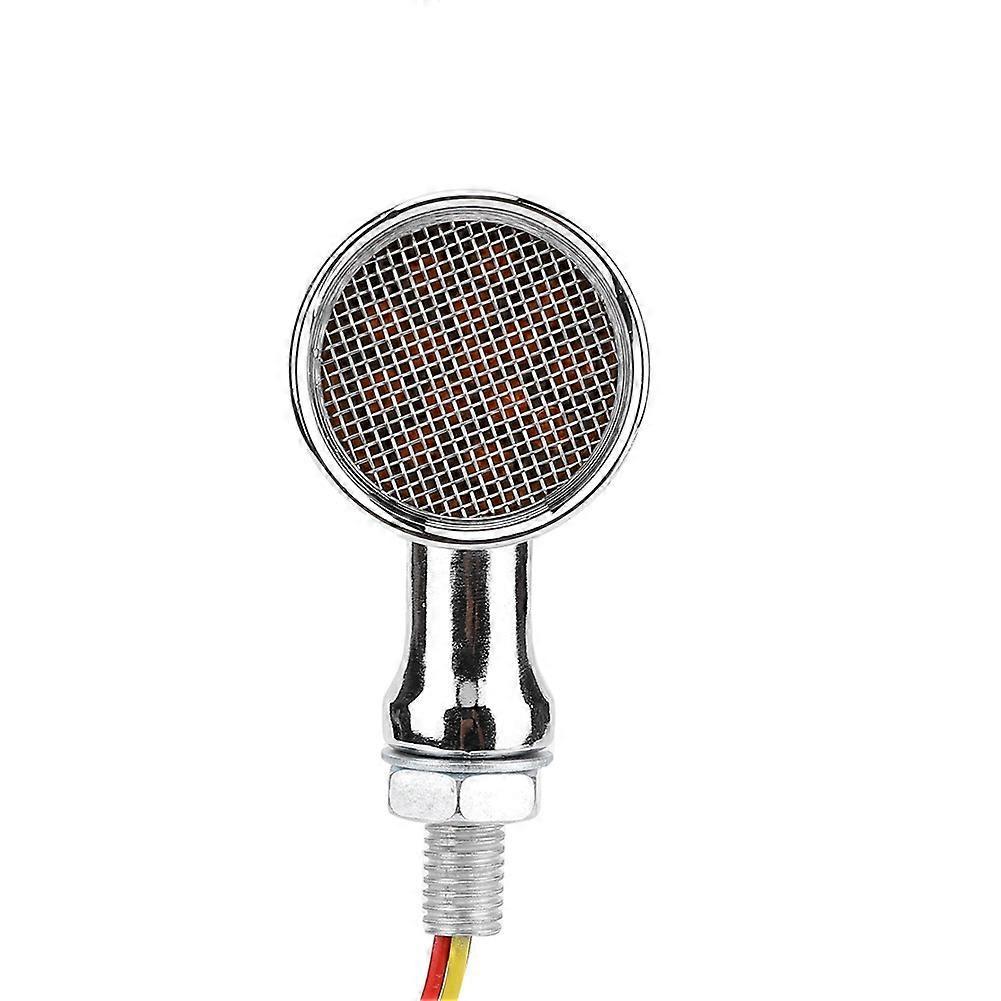 2Pcs Motorcycle Turn Signal Lamp Brake Light Vintage Grille Modification AccessoryWhite