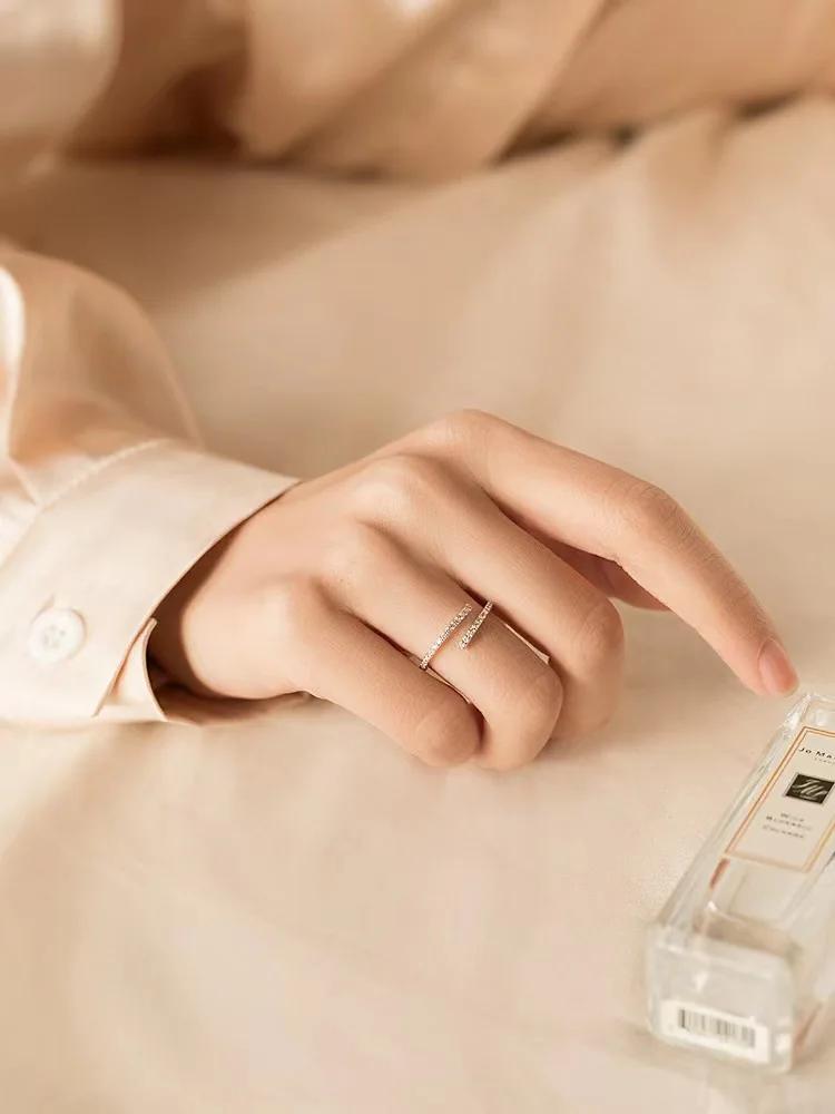 925 Silver zircon Ring For Women Jewelry Finger Adjustable Open Ring For Party Birthday Gift