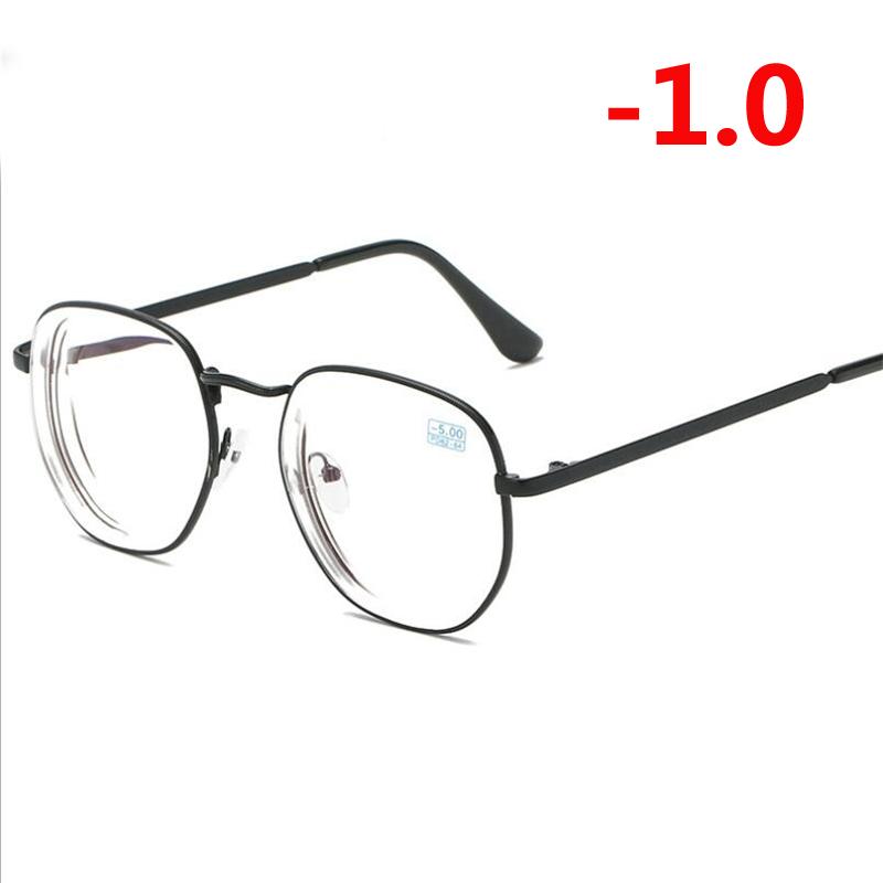 -1.0 -1.5 -2.0 To -6.0 Student Myopia Glasses Finished Golden And Black Frame Blue Film Short Sight Eyewear Prescription Glasses