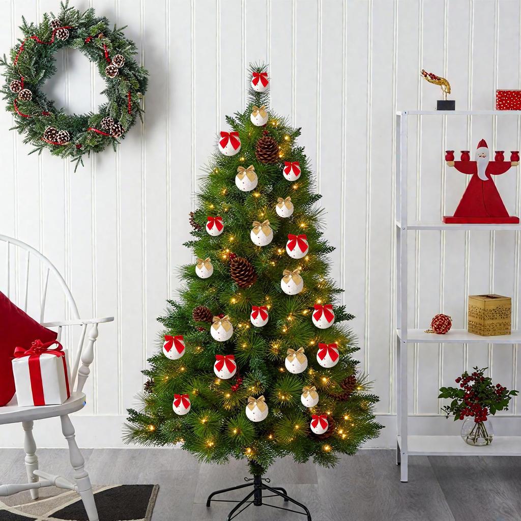 Christmas Ball Ornaments 15-Piece Shatterproof Foam White Balls Christmas Tree Ornaments Set For Outdoor Wall Window Door Mantel