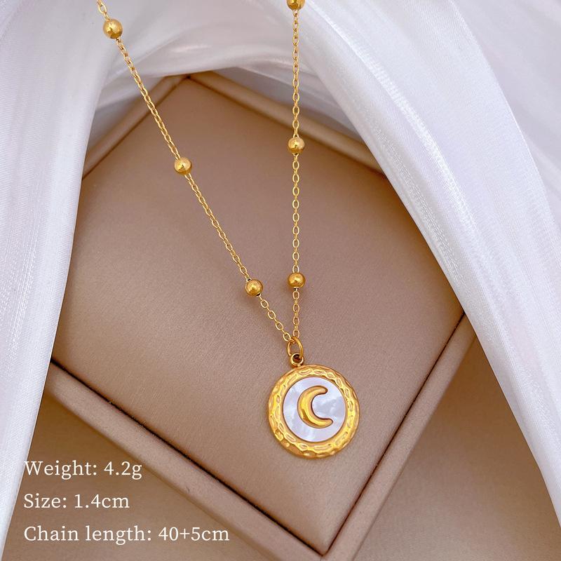 

Shell Moon Temperament Personality Minimalist Wind Stove Real Gold Female Collarbone Necklace