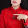 Natural Obsidian Double Pixiu Safety Buckle Pendant - Golden Obsidian Crystal Charm