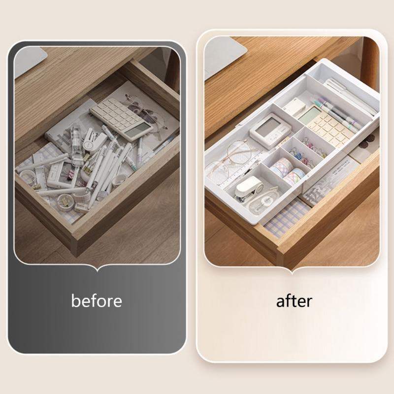 Space Saving Plastic Multi Compartment Organiser Drawer Box For Stationery Electronics Storage Smooth Sliding Drawers