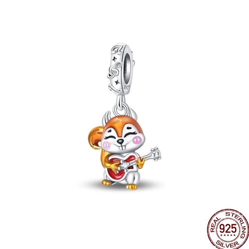 New Copper Autumn Golden Charms Maple Leaf Squirrel Pumpkin Deer Beads Fit 3Mm Original Bracelet Diy Jewelry Gifts