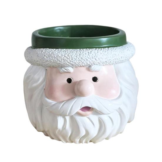 Christmas Snowman Planter Pot Santa Claus Head Resin Succulents Herb Plants Flower Pot Home Balcony Garden Decoration