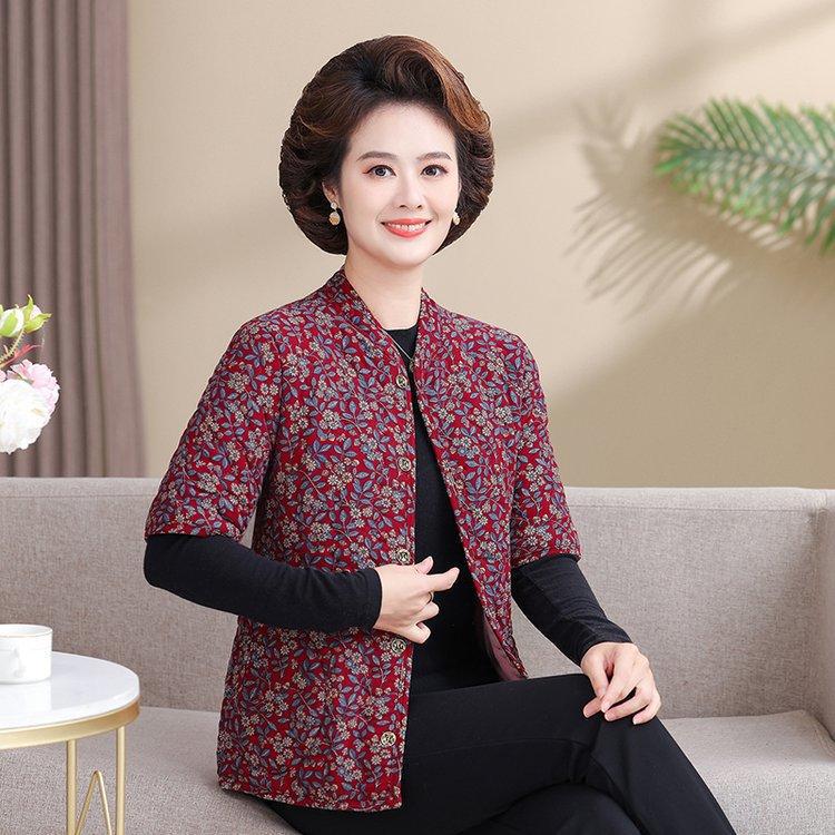 Women's Camel Down Cotton Vest for 50-60-Year-Olds: Thick, Mid-Sleeve Winter Jacket