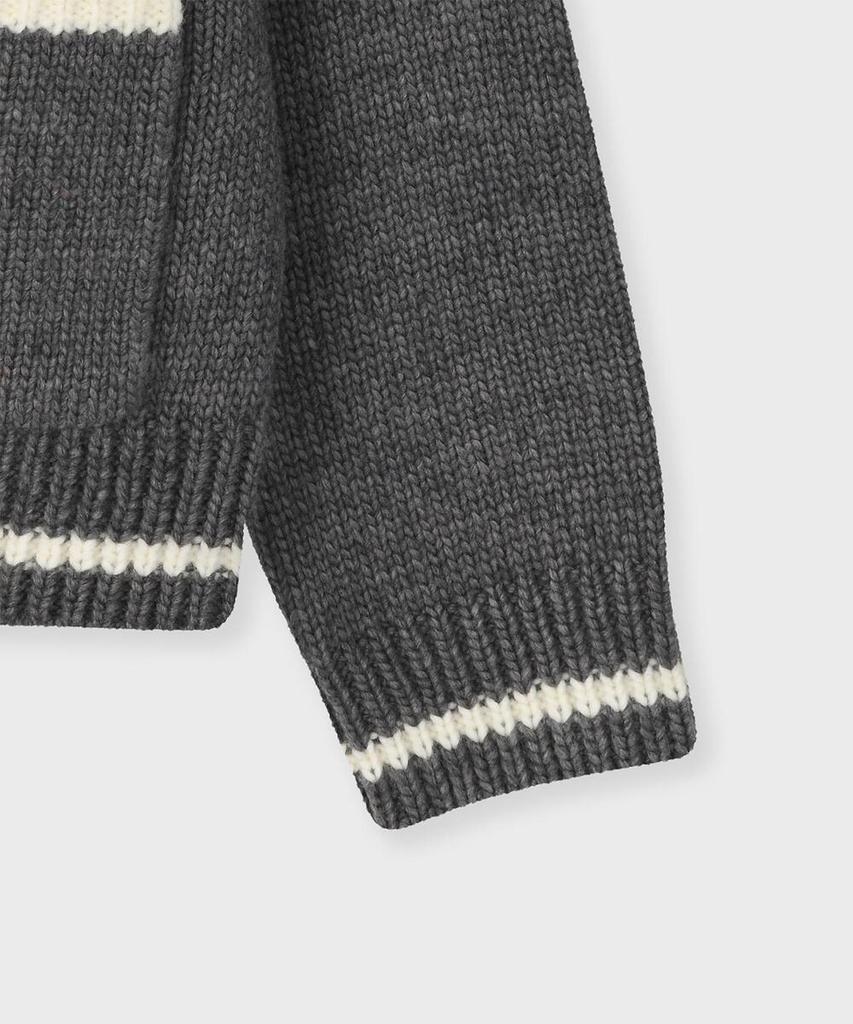 Fallett Drawing Garden Cowichan Knit Zip-Up Grey