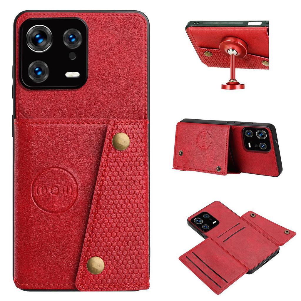 PU Leather Wallet Phone Case for Xiaomi 13 Pro,13 Multiple Card Slots Dual Metal Button Closure Shockproof Full‑Body Protective Cover