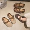 Temperament Retro Leopard Print Single Shoes Women's 2025 Spring and Summer New Flat Bottom Shallow Mouth Pointed Head One-word Buckle with Mary