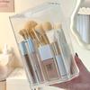 1/2PCS Acrylic Makeup Brush Storage Box, Transparent Makeup Brush Organizer with Adjustable Slots, Suitable for Dressing Table