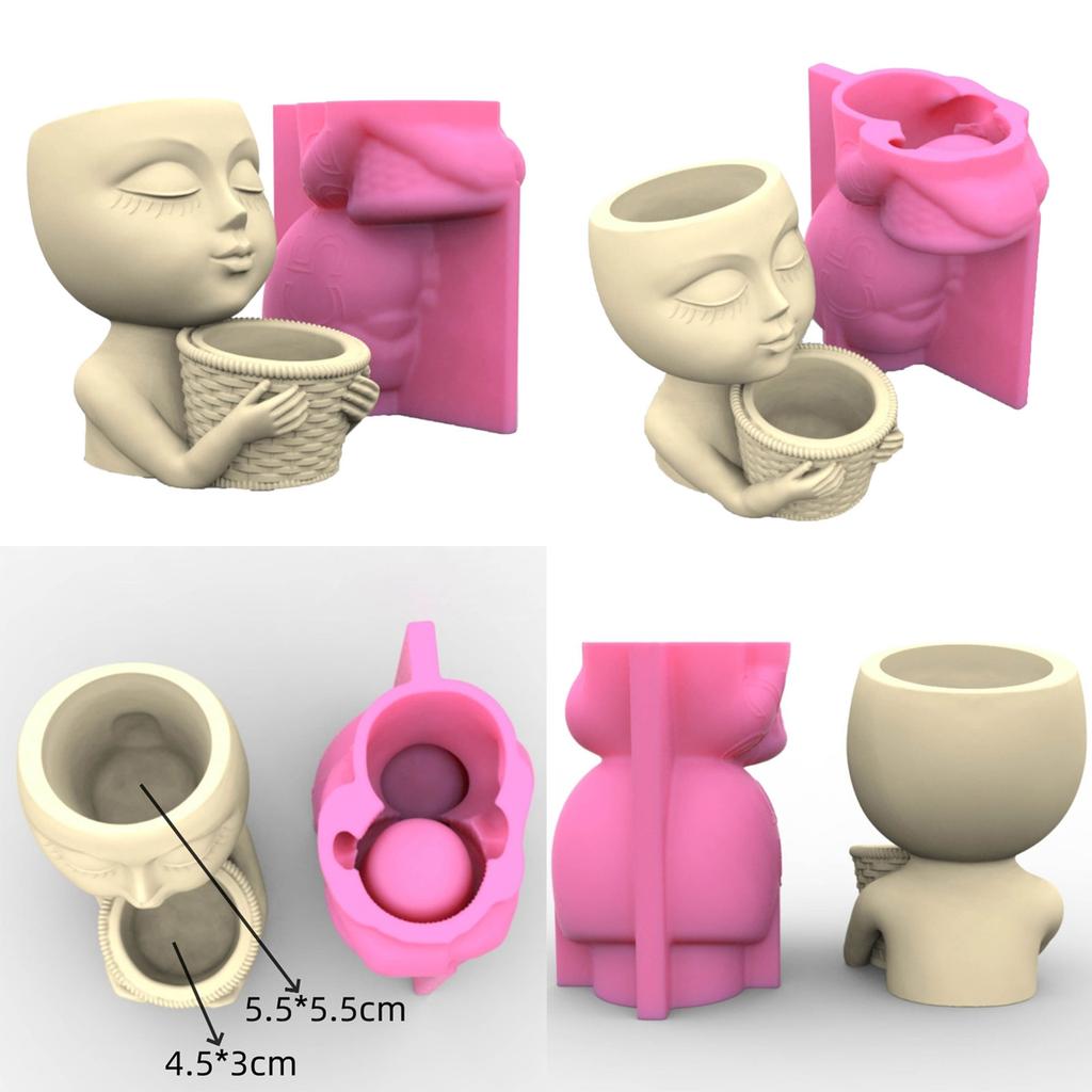 Minimalist Designs Mold Succulent Planter Silicone Molds Girl Head Shapes Flower Pot Epoxy Mould for DIY Enthusiasts