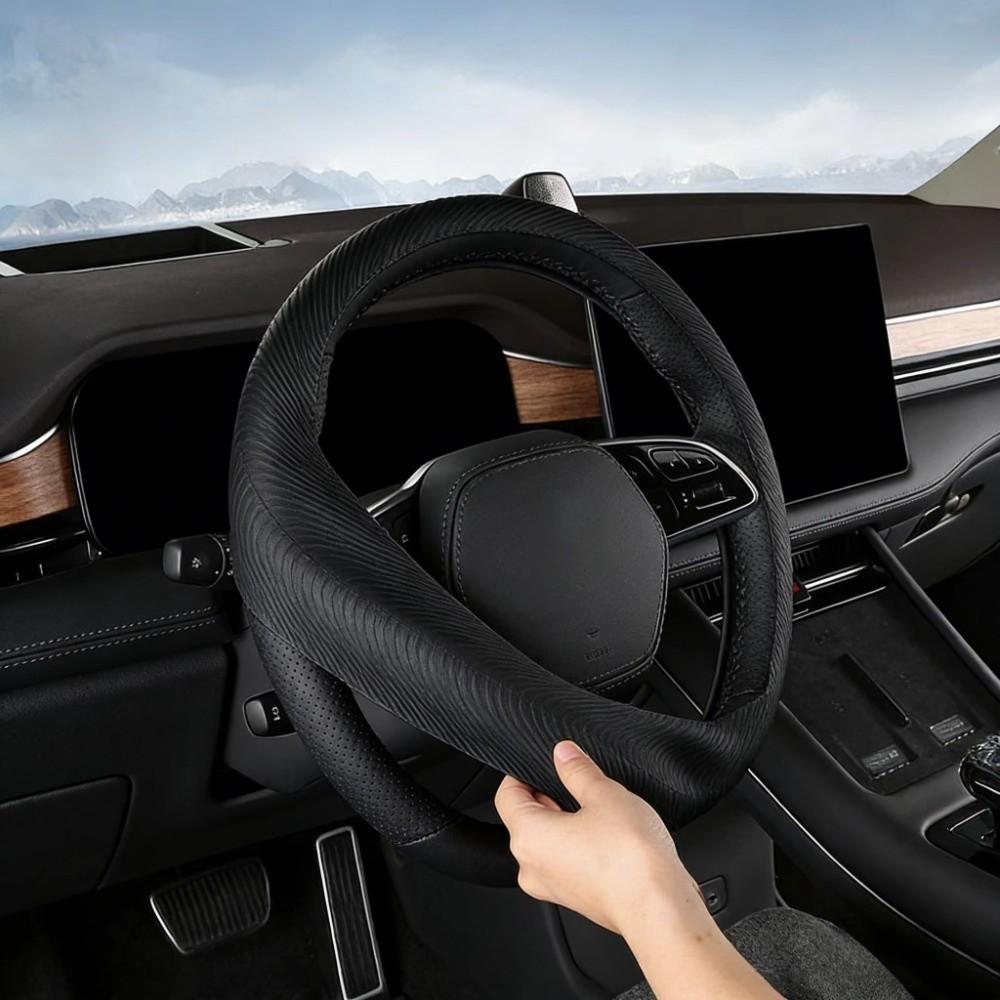 Texture Steering Wheel Cover Non-Slip Car Decorative Car Steering Wheel Protector  Fit 38-42CM