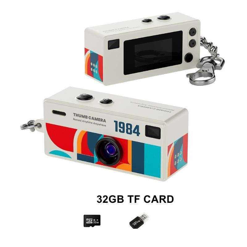 Daumenkamera 1080P HD Mini Schlüsselanhänger Rekorder 26G Tragbar Af Autofokus 130° Weitwinkel Eingebauter Blitz Mehrfarbig Retro-Stil