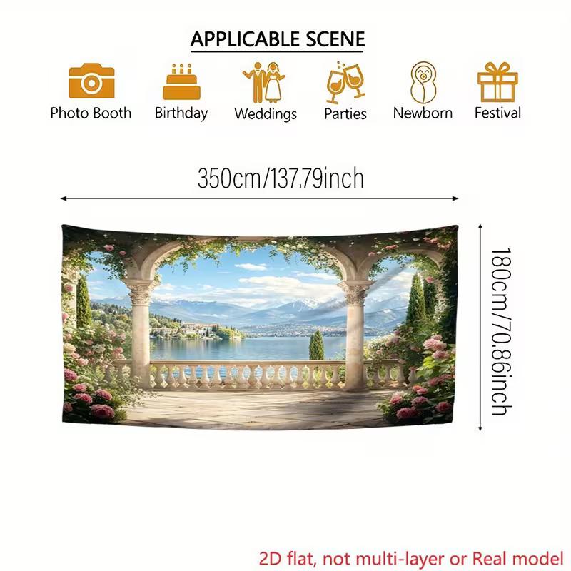 2D Floral Arch Balcony Backdrop Outdoor Wedding Photography Decor