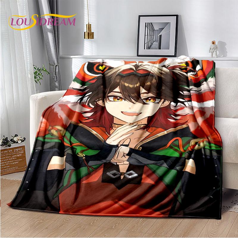 2025 New Cartoon Genshin Impact Character Solo Game Soft Blanket,Soft Throw Blanket for Home Bedroom Bed Sofa Picnic Child Gift