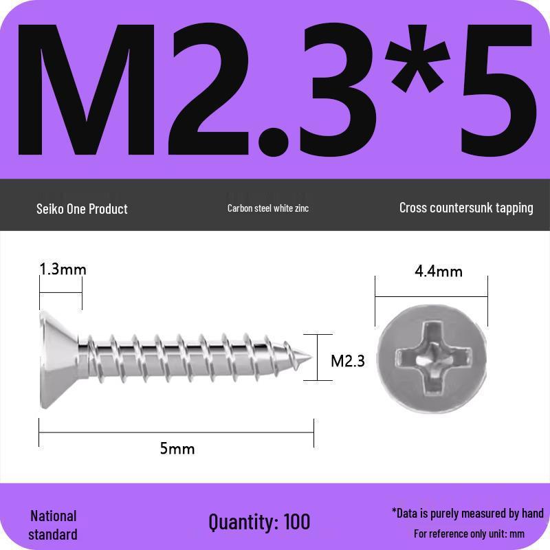 Iron Galvanized Phillips Flat Head Self-Tapping Screws - Countersunk M1 To M4