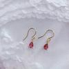 14K Gold-plated Emerald Zircon Water Drop Ear Hooks Retro Style Original Handmade Earrings Elegant Style Light Luxury