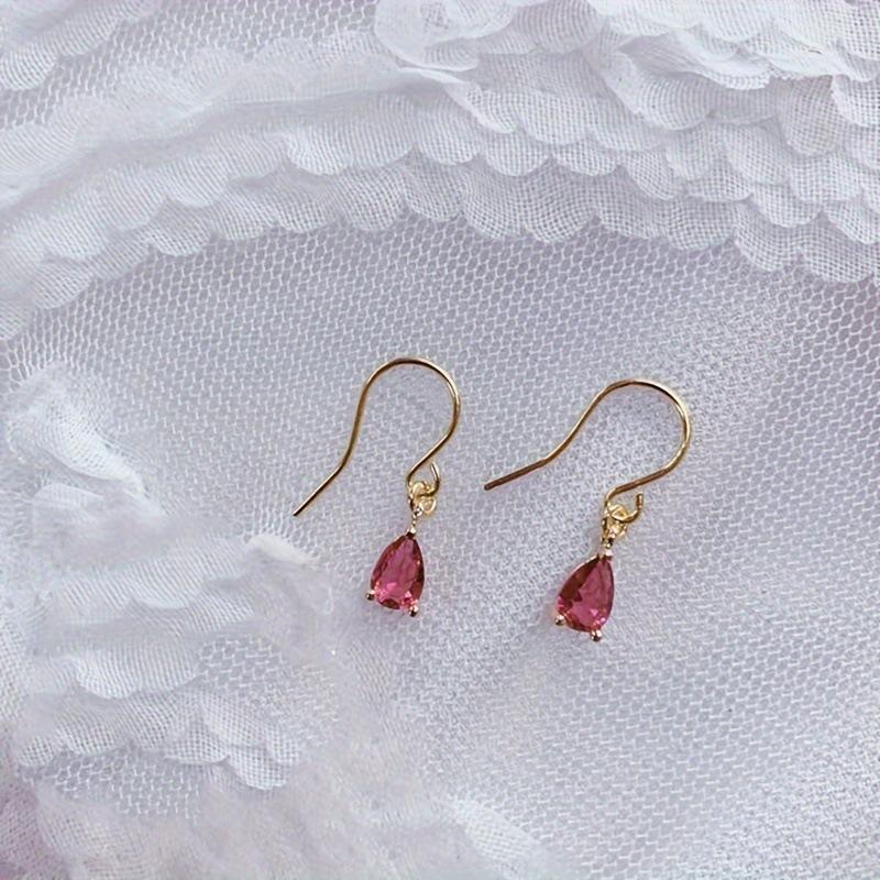 14K Gold-plated Emerald Zircon Water Drop Ear Hooks Retro Style Original Handmade Earrings Elegant Style Light Luxury