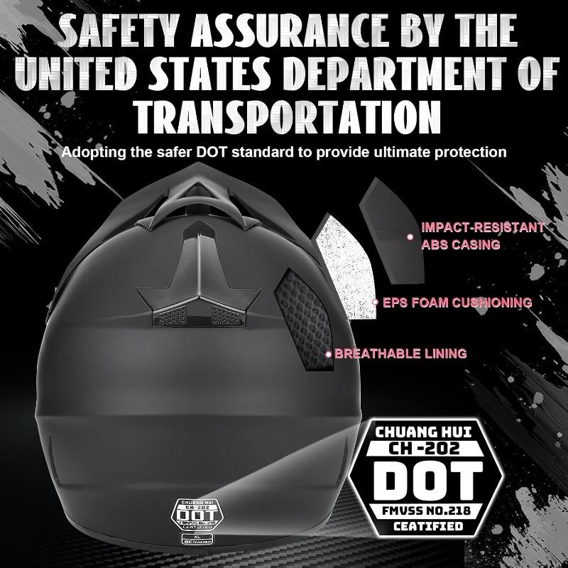 Full Face Dirt Bike Helmet  ,Adult ATV Helmet Kit with Goggles, Gloves & Mask, Adjustable Visor, Quick Release