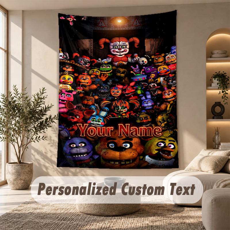 Five Nights At Freddy’s Tapestry, Personalized Custom Text, Wall Hanging Tapestry For Living Room Home Wall Decor