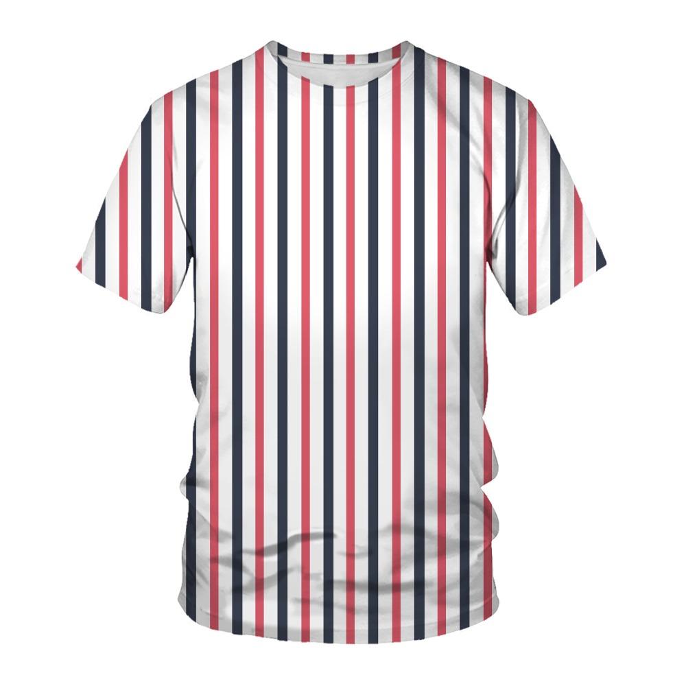 Creative Stripe Geometry 3D Printed Casual Sports T-shirt Men's Round Neck Comfortable Soft Large Loose Breathable T-shirt Fashion Summer T-shirt