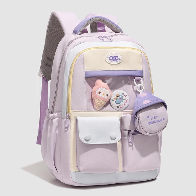 Contrast Color Student Backpack Large Capacity Schoolbag Women's Backpack