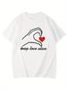 Heart Graphic Lightweight Breathable Polyester Valentine'S Couple T-Shirt - Black with White Aesthetic Clothes