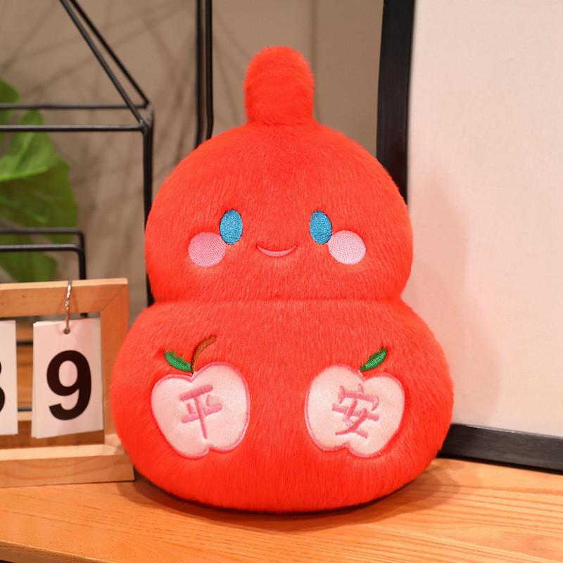 Lucky Gourd Embroidered Plush Cushion With Pp Cotton Filling For Bedroom Decor