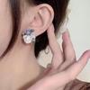 Elegant French Retro Rose Ceramic Sterling Silver Earrings