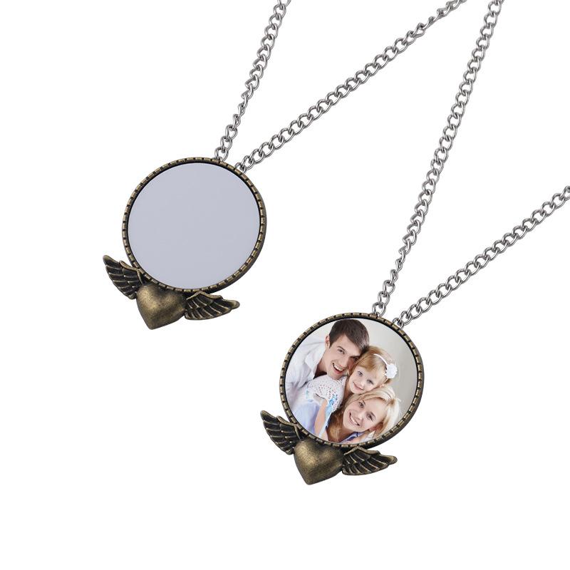Sublimation Necklace Diamond Wing Pendant DIY Family Photos Sublimation Angel Wings Necklace Best Friends or Family Necklace