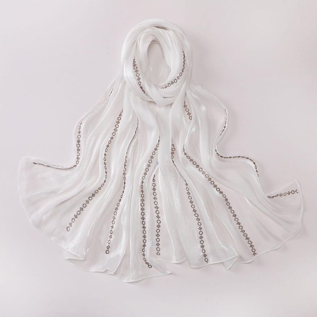 Shimmer Silk Hijab Scarf For Women Crinkle Hijabs  Diamond Luxury Medine Silk Veil Muslim Women Shiny Shawl Turban Bandana