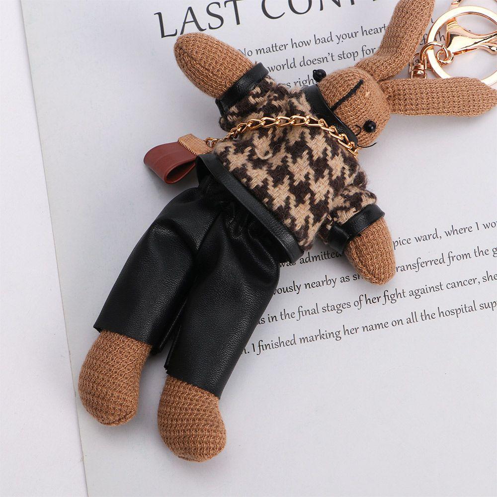 Korejská kreativní Lady Rabbit Keychain roztomilý dlouhý králík vynikající panenka přívěsek na klíče od auta taška přívěsek dárek