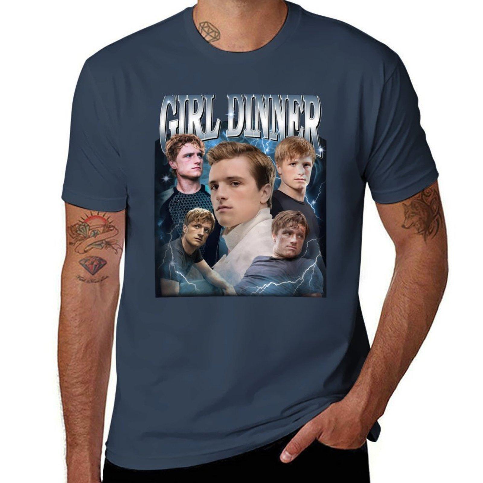 Josh Hutcherson Girl Dinner Vintage Retro Tshirt Daily Work Short Sleeve Top S