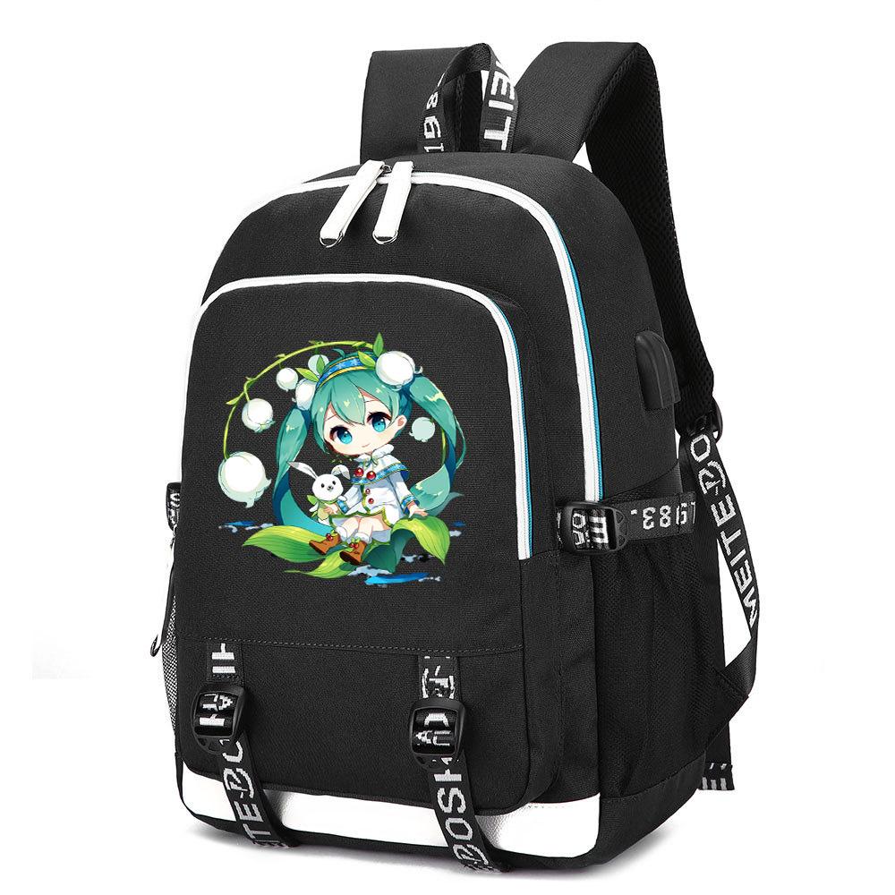 Cute Cartoon Hatsune Miku Printed Backpack Large Capacity Bookbag Student Boy Girl School Bag Outdoor Large Capacity Waterproof Laptop Travel Bag Gift