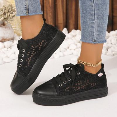 Scarpe Piatte Casual da Donna a Calzata Larga - Scarpe con Zeppa Traspiranti in Rete con Design Traforato, Suola Robusta Scarpe Comode da Passeggio per Donne