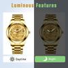 Gold Analog Dragon Retro Chinese Dragon Design with Stainless Steel and Stylish Gold Accessory Perfect Gift for or Christmas Men's Watch Strap,