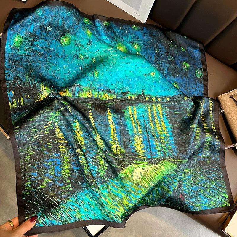Pure Silk 2026 Fashion Headscarf Square Satin Scarf For Women Print Shawl Foulard Hijab Neckerchief Headband Hair Wrap Bandana