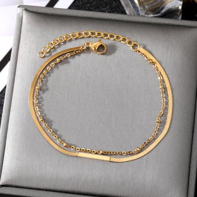 2023 New Korean Simple Bracelet Girl Student Cute Bracelet Snake Bone Chain Bracelet Party Gift Tassel Double Layer Temperament Couple Bracelet
