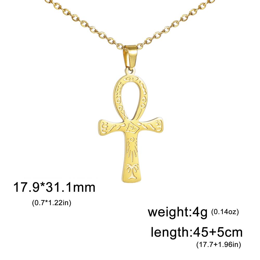 Dawapara Eye of Horus with Ankh Cross Necklace Key of Life Protection Ancient Egypt Jewelry Stainless Steel Necklace