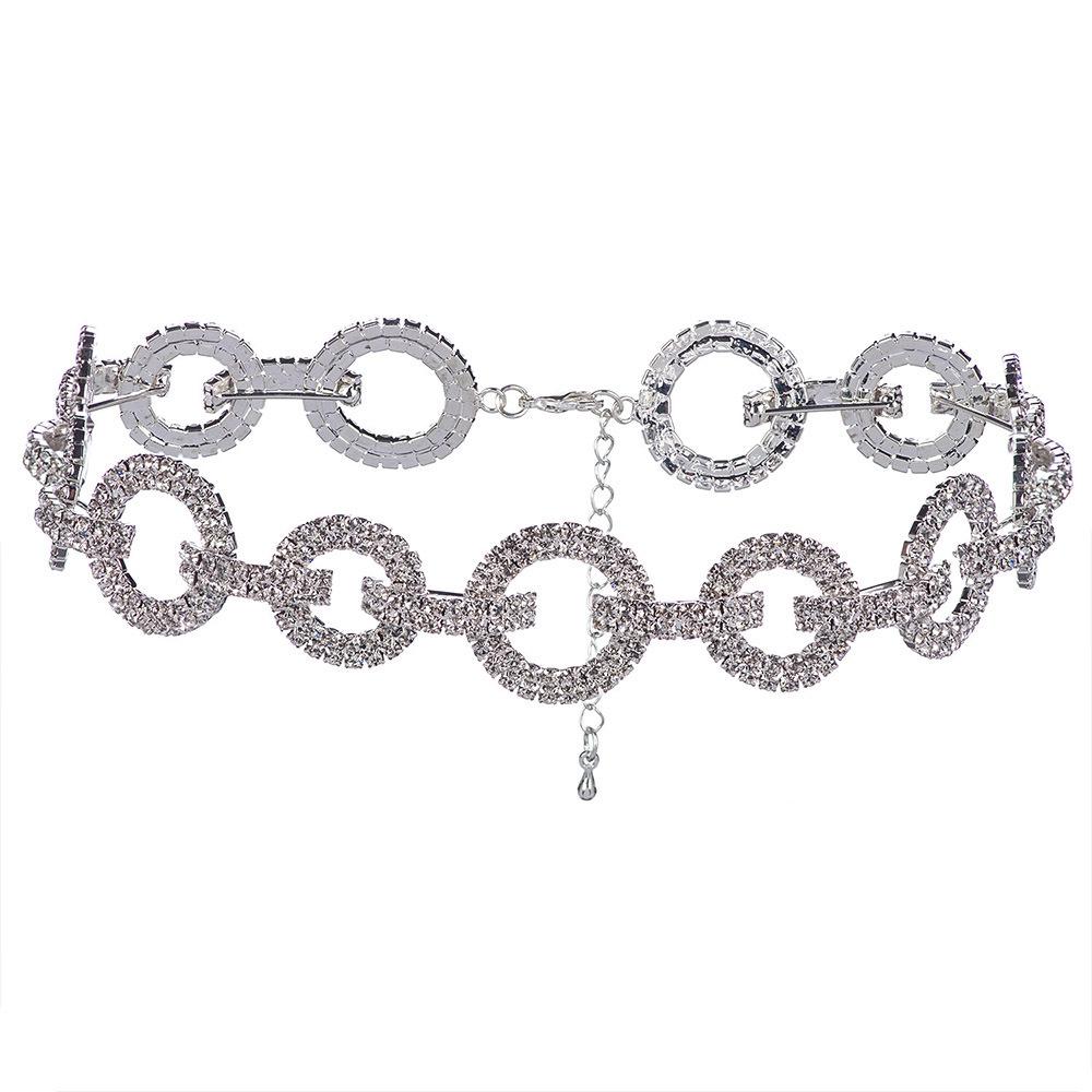 Sparkly Rhinestone Circle Choker Necklace: European & American Fashion, Elegant Clavicle Chain, Influencer Style