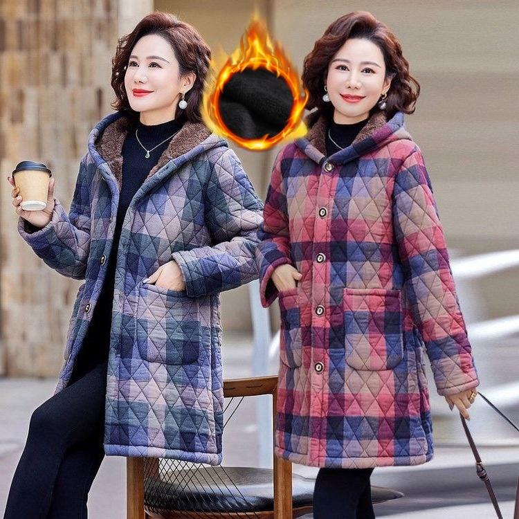 Plus Velvet Thickened Overalls Jacket Casual Padded Jacket Mother Padded Jacket Winter Plus Warm Padded Jacket Women
